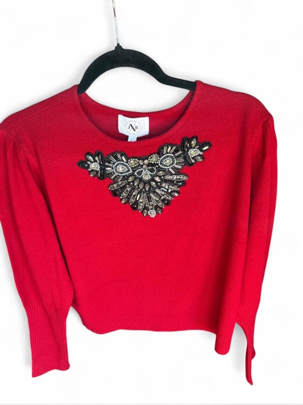 Red cashmere jewel embellished sweater size 1 Holiday soft office